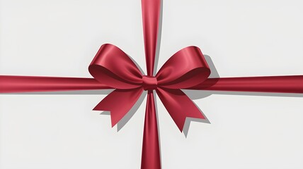 Red Ribbon Bow on White Background – Gift Wrap Decoration