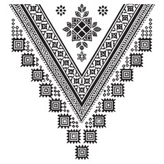 Fototapeta premium Traditional Ethnic Embroidery Vector Design. Geometric Floral Pattern for Textiles & Apparel, floral necklace embroidery design for fashion women in white background