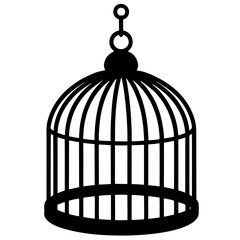 Birdcage hanging vector silhouette on white background



