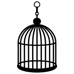 Birdcage hanging vector silhouette on white background



