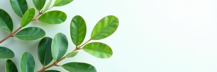 Fototapeta premium Foliage of a eucalyptus tree against a white background with subtle texture, colors, green, eucalyptus