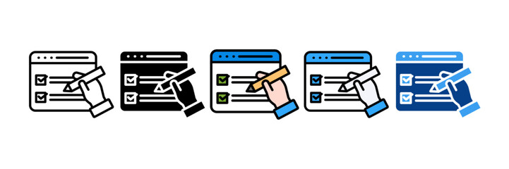 Web Page Check  Icon Set Multiple Style Collection