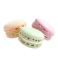 delicate pastel macarons in pink, blue, and yellow

