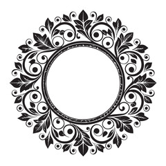 Elegant Circular Floral Frame, Ornamental Vintage Border Design, Round vector frame of flowers isolated
