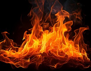 黒背景に燃え盛る炎