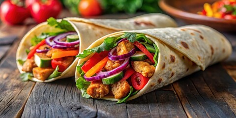 Spicy Indian wrap filled with tender chicken tikka