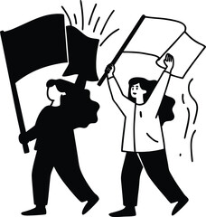 Obraz premium protest--banners--dancing--white-bedground 