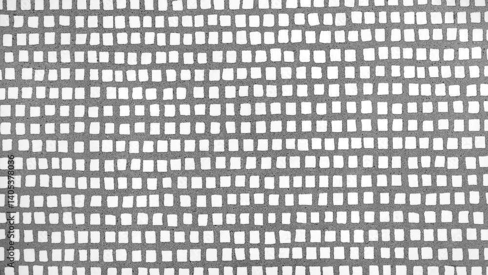Poster A gray and white tile pattern texture background. The tiles are square and are arranged in a grid. The pattern is very simple and repetitive