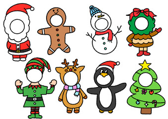 Fototapeta premium 크리스마스 얼굴합성도안 christmas illustration
