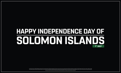 Solomon Islands Independence Day on a black background, Vector design of Independence Day of Solomon Islands, Typographic Design of Solomon Islands National Day, Flag typography of Solomon Islands