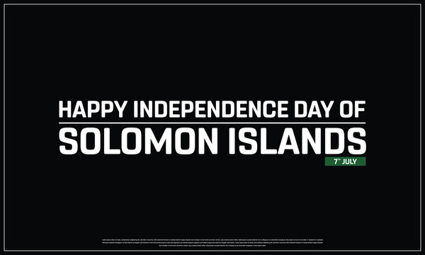Solomon Islands Independence Day on a black background, Vector design of Independence Day of Solomon Islands, Typographic Design of Solomon Islands National Day, Flag typography of Solomon Islands