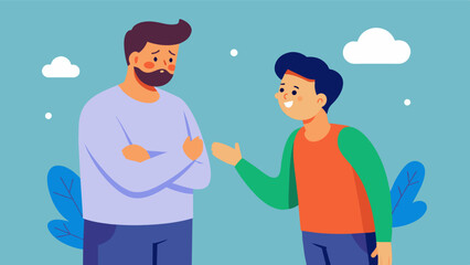 A man shares his struggles with body image to his brother who listens without judgment and offers words of support and understanding.. Vector illustration