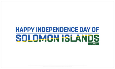 Solomon Islands Independence Day on a white background, Vector design of Independence Day of Solomon Islands, Typographic Design of Solomon Islands National Day, Flag typography of Solomon Islands