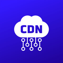 CDN, Content delivery network icon with cloud