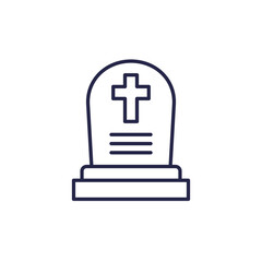 Fototapeta premium grave icon, tombstone line vector