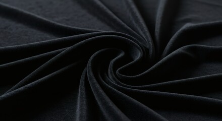 Fototapeta premium Draped Black Velvet Fabric Forming Swirling Pattern for Elegant Background