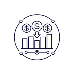 Passive income graph icon in line design