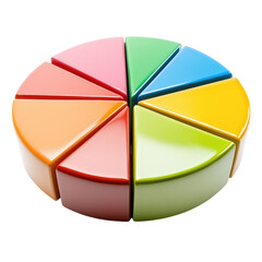 Obraz premium Colorful segmented pie chart educational toy for kids isolated on transparent background, cutout png