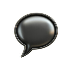 Black speech bubble symbol isolated on transparent background, cutout png