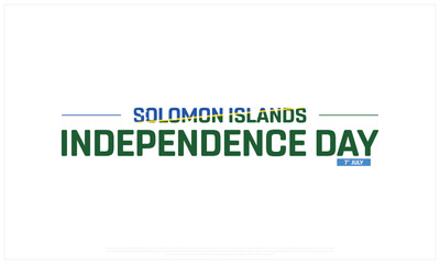 Solomon Islands Independence Day on a white background, Vector design of Independence Day of Solomon Islands, Typographic Design of Solomon Islands National Day, Flag typography of Solomon Islands