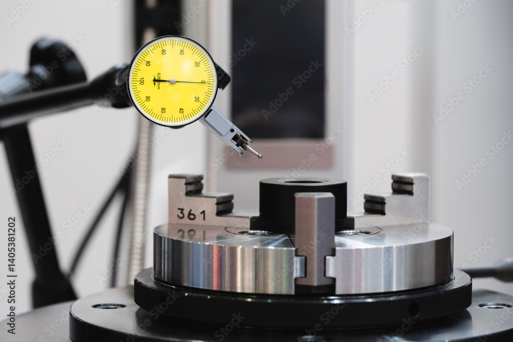 Poster Quality control on milling CNC machine, coordinate measuring machine, Quality control machine.