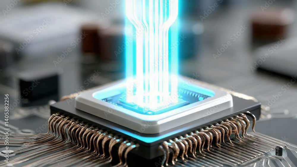 Poster digital nexus: a high-tech image displaying a cpu, integrated circuits, and electronic pathways, viv