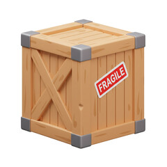 3D Illustration Wooden crate Delivery box Isolated object.