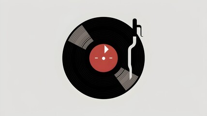 Minimalist Vinyl Record and Turntable Illustration – Retro Music Concept