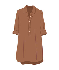 Casual summer shirt dress, garment vector drawing.