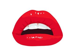 Red sexy Lips Vector realistic drawing isolated.