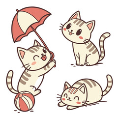cute and funny cats doodle vector set cartoon cat