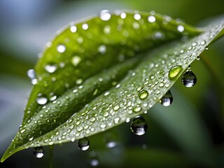 water drops on a leaf