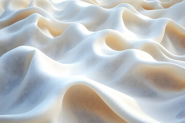 Obraz premium Soft, flowing white fabric draped elegantly, creating gentle waves, with light reflecting off its surface