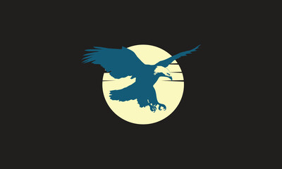 bold eagle silhouette logo with full moon background