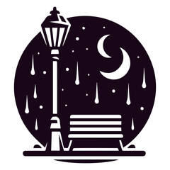 Designed streetlight artwork featuring elegant bench, tree, and heart illustration