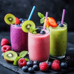 Colorful fruit smoothies (4)
