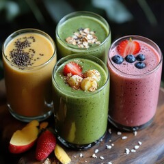 Four colorful smoothies