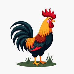 Fototapeta premium vibrant rooster illustration with red comb and wattle