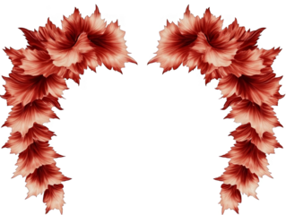 Abstract Floral Arch Design In Red Color On Transparent Background