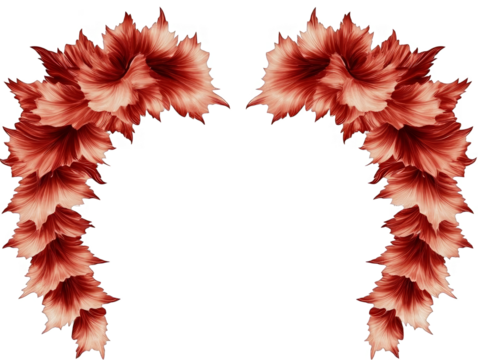Abstract Floral Arch Design In Red Color On Transparent Background