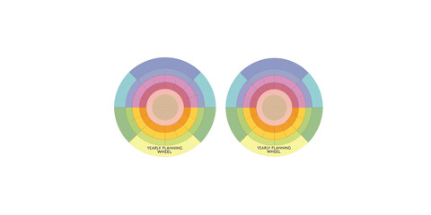 Print  Yearly planning wheel vector as a multicolour circle diagram.