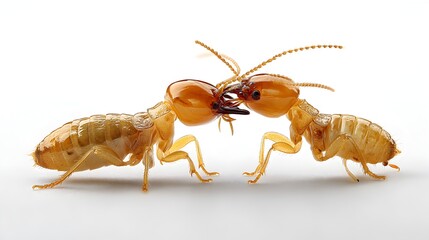 Two brown bugs are fighting