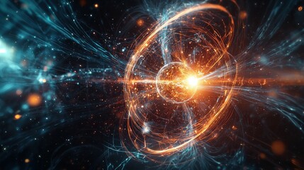 Cosmic Energy Burst: A mesmerizing digital artwork depicting a vibrant explosion of energy in space, showcasing swirling patterns of light and color.