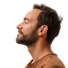 Fototapeta premium Profile of a Pensive Bearded Man