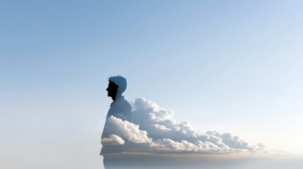 Silhouette of a Man Filled with Cloudy Sky in Creative Photography