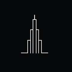 Skyscraper building architecture line logo design vector