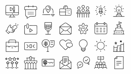 A beautifully designed pack of outline icons for event planning, great for creating brochures, apps, websites, and guides tailored to organized celebrations and events