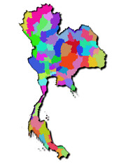 High-resolution illustration of the map of Thailand, showcasing the complete geographical shape of the country