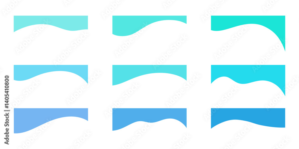Poster a set of isolated wavy abstract shape elements that separate the upper border for a banner, applicat