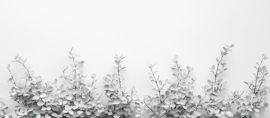 Monochrome foliage border against white wall